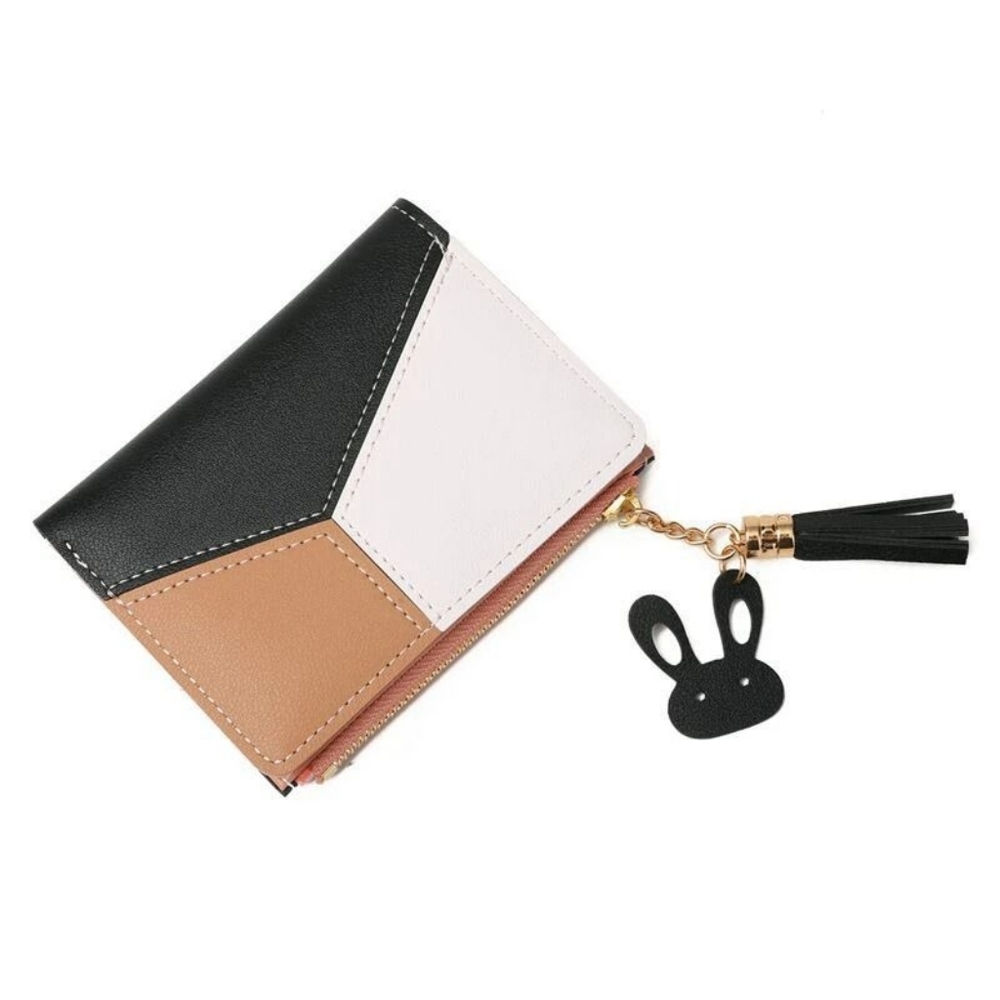 Tri-Color Wallet with Tassel and Charm